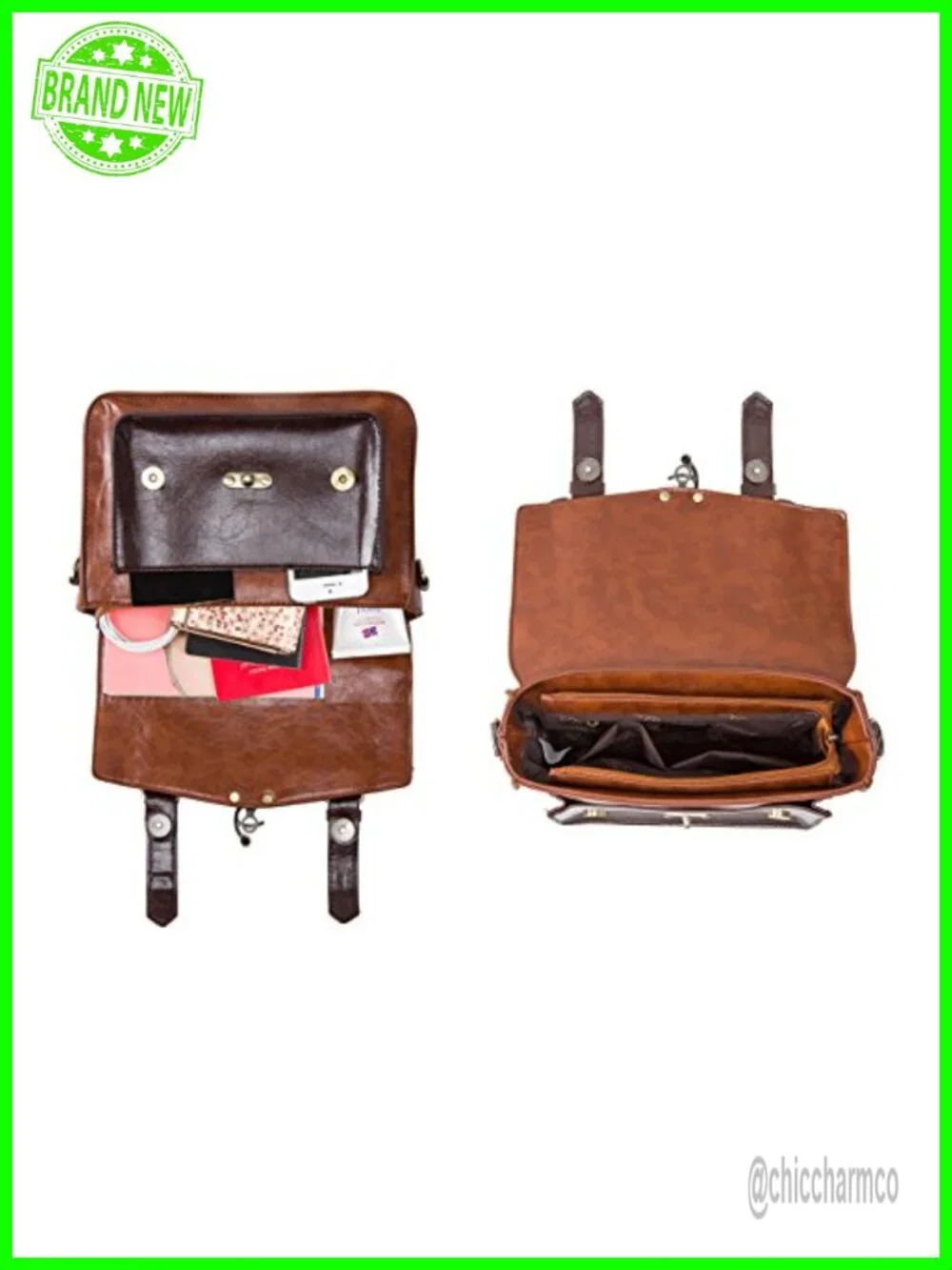 PU Leather Satchel Purse Small Crossbody Messenger Bag Work